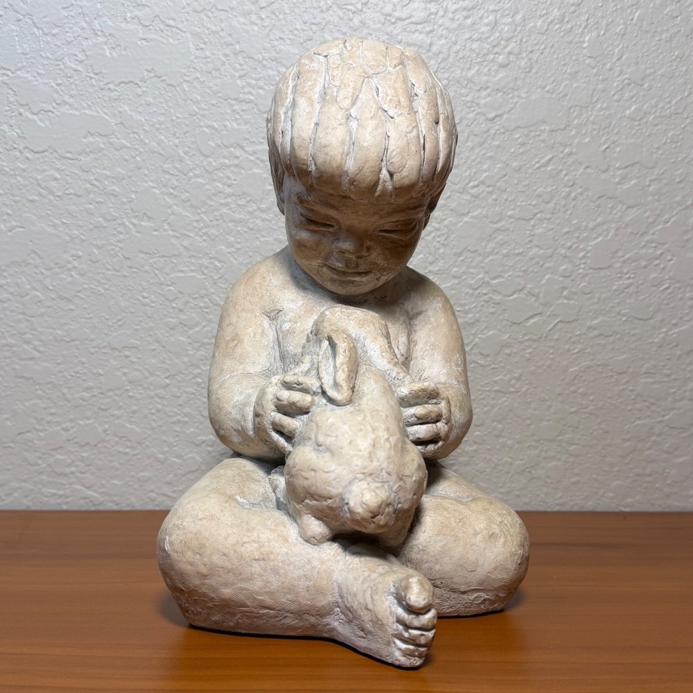 Vintage 1972 Austin Productions Miro Musulin Playmates Boy with Rabbit 9.5"